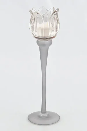 Porte bougie tulipe transparent Soldes